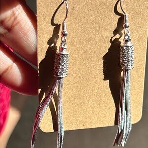 Elegant Silver Tassel Earrings